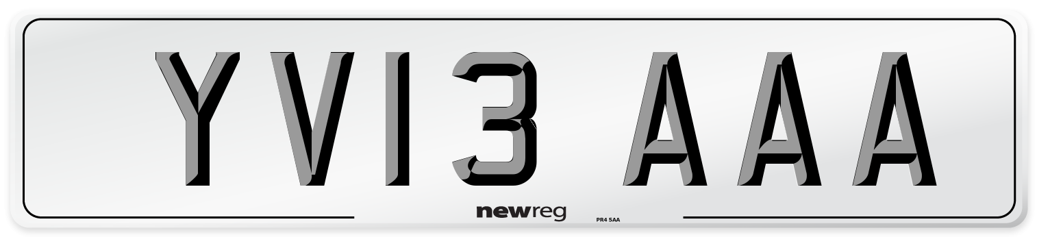 YV13 AAA Number Plate from New Reg